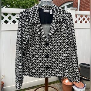 Chico's Black and White Textured Button-Front Blazer